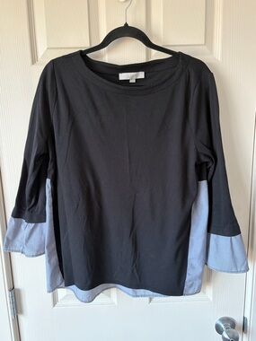 🤍 LOFT - Large Grey Black Top